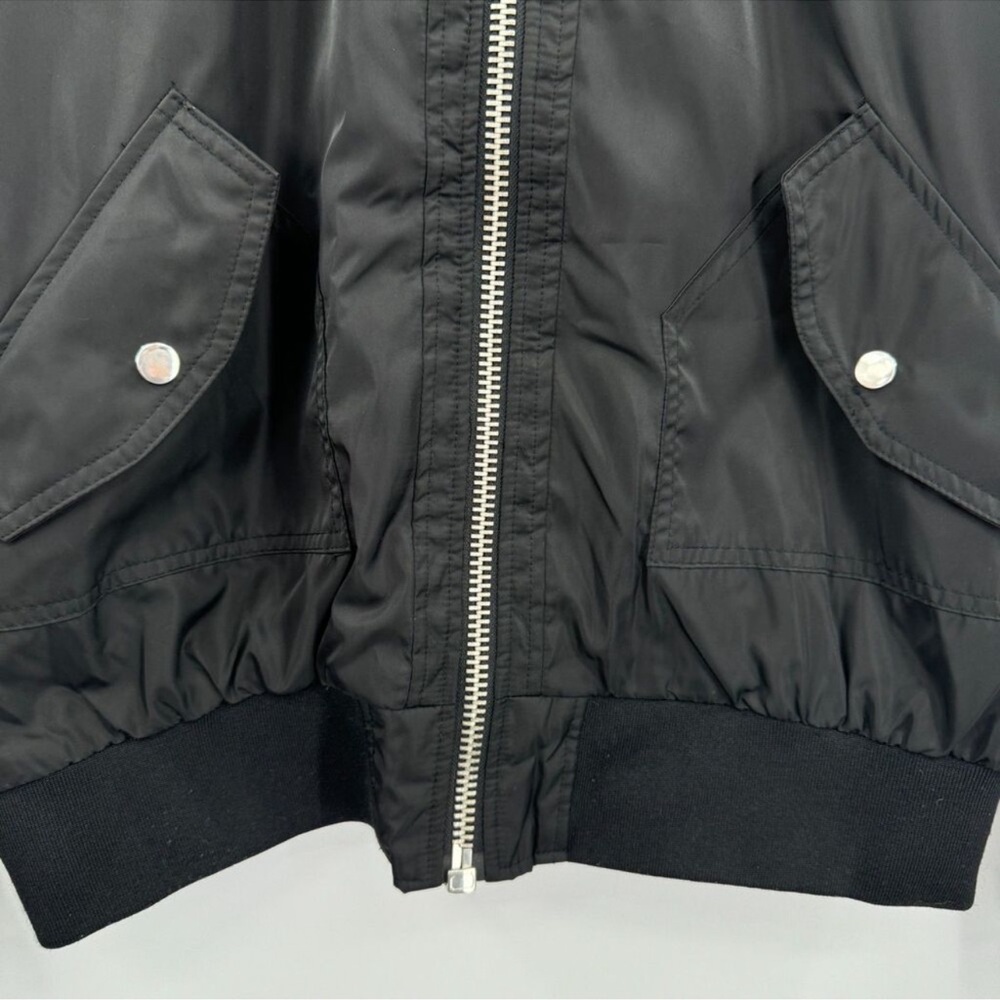 FREE PEOPLE Black Midnight Satin Full Zip Oversized Bomber Jacket L - Picture 6 of 16